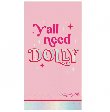 Růžová a stříbrná fólie Ya'll Need Dolly Guest Towels, 16 Ct