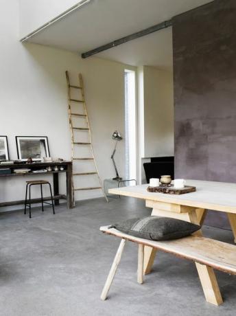 betonová podlaha jídelna kancelář obývací pokoj