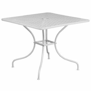 Bílý hranatý kovový venkovní bistro stůl