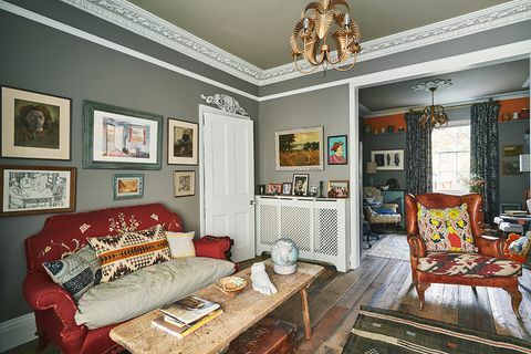 eklektický oxfordský obývací pokoj annie sloan