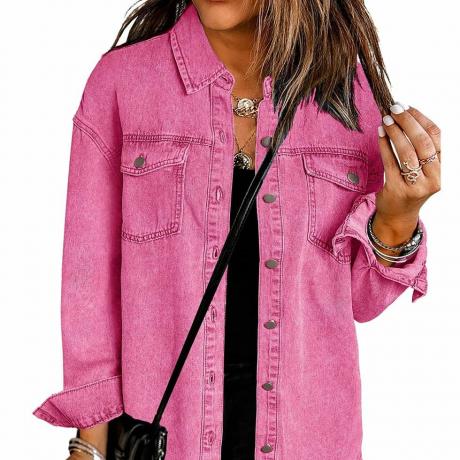 Oversized Pink Jean Jacket Shacket 