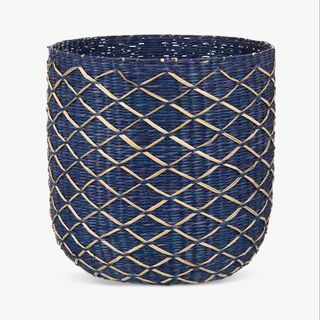 Fusion Blue Weave Waste Paper Bin