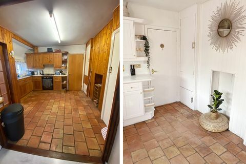 před a po renovaci venkovské kuchyně