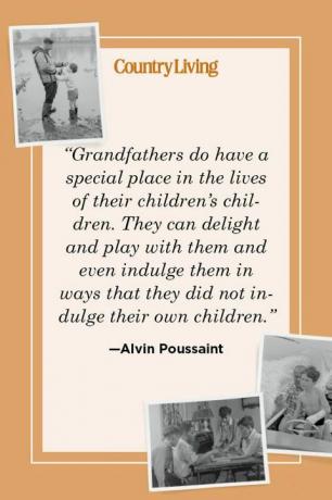 „Dědečkové mají v životě dětí svých dětí zvláštní místo, které mohou potěšit a hrajte si s nimi a dopřejte jim dokonce způsoby, které jim nedoprají jejich vlastní děti “- Alvin poussaint