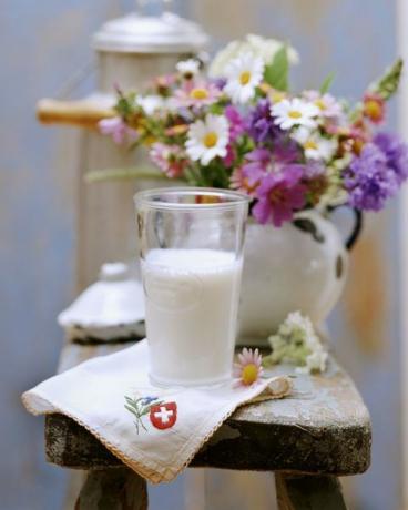 mléko a květiny