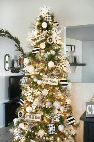 vánoční strom zdobení nápadů černé a bílé