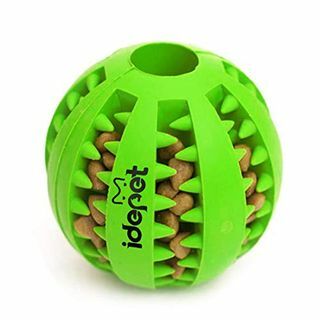 Idepet Dog Toy Ball, netoxický sousto odolný pes kousnutí žvýkat míč jídlo ošetřit krmítko zub čištění čištění cvičení herní míč