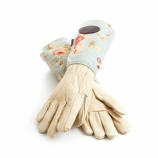 Květinové lněné a kožené zahradnické rukavice - dvě velikosti