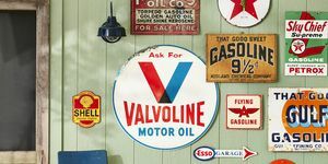 starožitnosti, vintage značky čerpací stanice, palivo, výlet