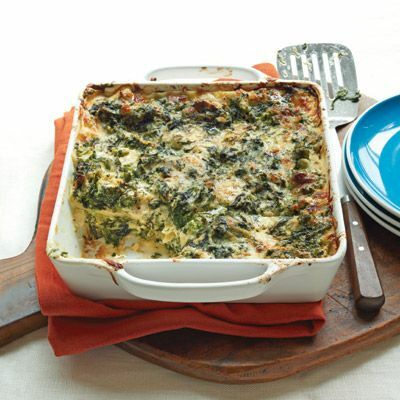 krémový špenát a brokolice lasagne