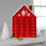 Dřevěný dům Adventní kalendář - červený