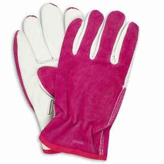 Růžové kožené rukavice s fleecovou podšívkou