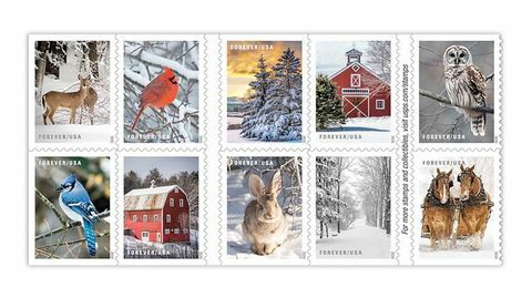 zimní scény přivádějí sváteční známky 2020